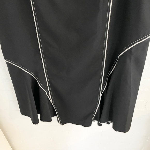 Vintage Y2K Midi Skirt Black Cream Asymmetrical Mermaid Wool blend Sz 12 - Picture 6 of 10